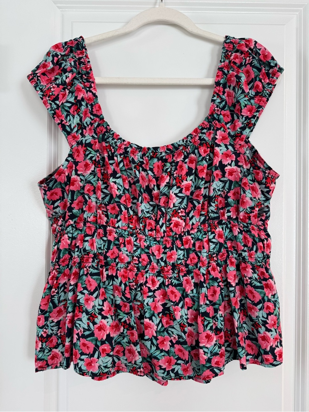 Old Navy Floral Scoop Tank Top - Pink & Green